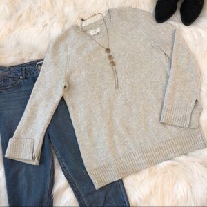 Lou&Grey Cozy Light Grey Sweater with Split Cuff